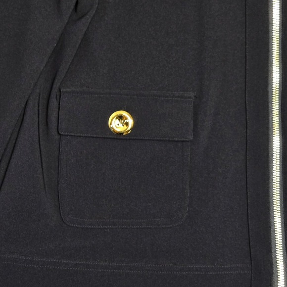 Boston Proper Full Zip Blazer Jacket Black Womens XL Slinky Knit Gold Detail NWT - Picture 2 of 11